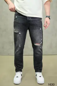 Blugi Relaxed Fit Grey Black Destroyed – Urban Distressed Denim (mărime: 38)