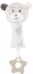 Jucărie de bebeluș cu inel de dentiție Tedsy - Ursulet, 16 cm, albastru