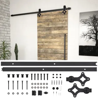 vidaXL Set feronerie pentru uși glisante SKIEN, negru, 200 cm, oțel
