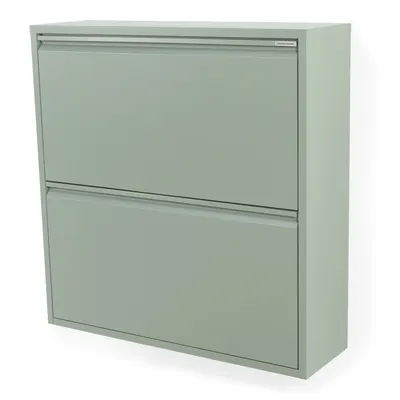 Pantofar verde prăfuit cu deschidere înclinată din metal 75x77,5x22,5 cm Billy – Spinder Design