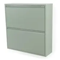 Pantofar verde prăfuit cu deschidere înclinată din metal 75x77,5x22,5 cm Billy – Spinder Design