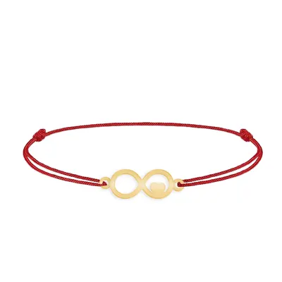 Amour - Bratara personalizata snur infinit si inimioara din argint 925 placat cu aur galben 24K