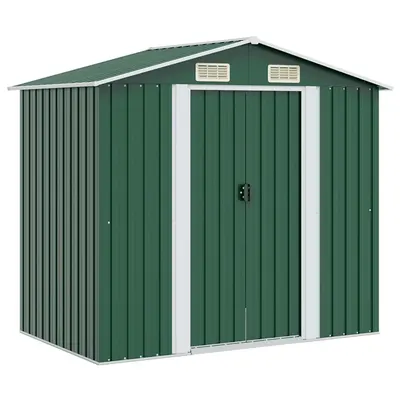 vidaXL Magazie metalică de grădină, 204 x 132 x 186 cm, verde
