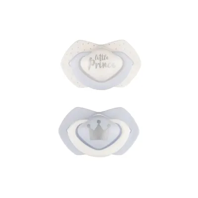 Set 2 suzete silicon simetrice Canpol Royal Baby 0-6 luni Gri