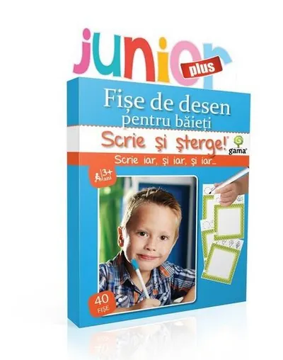 Fişe de desen pentru băieţi. Scrie și șterge! Junior plus (3-5 ani) - Paperback - ***