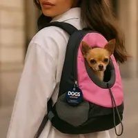 Rucsac reglabil pentru transportul animalelor, 42 x 35 x 16 cm, colecția Dogs, culoarea roz