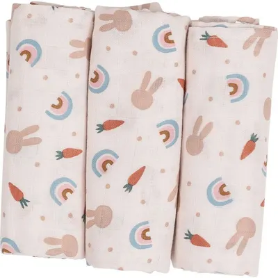 Set scutece pentru bebeluși Bubaba - Morcovi, 3 bucăți, 80 x 80 cm