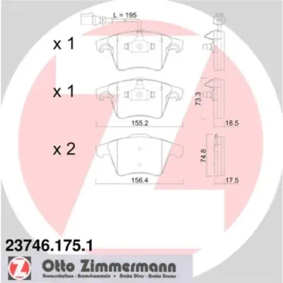 Set placute frana, frana disc ZIMMERMANN 23746.175.1