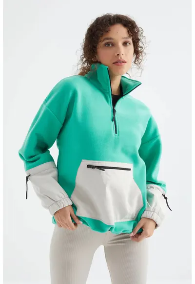 Hanorac dama - Oversized - fleece - turcoaz
