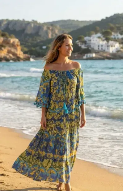 Rochie Dama Maxi Subtire cu ciucuri 2