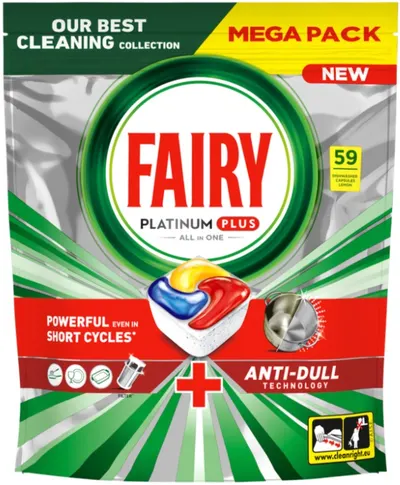 Tablete pentru mașina de spălat vase Fairy - Platinum Plus, Lemon, 59 buc.