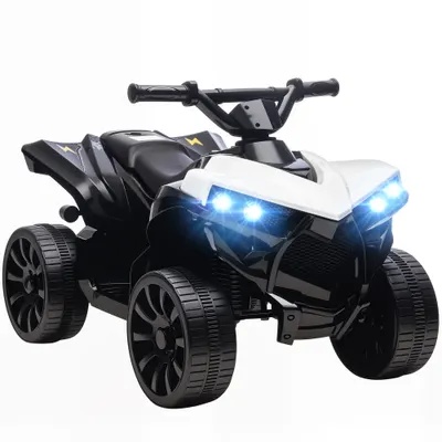 AIYAPLAY ATV Electric pentru Copii 6V, Mașină cu 4 Roți cu Muzică și Faruri LED, pentru Vârste 3-8 Ani, Alb, Negru | Aosom Romania