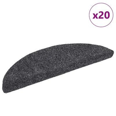 vidaXL Covorașe autoadezive pentru scări, 20 buc., 56x17x3 cm, gri închis, semirotunde