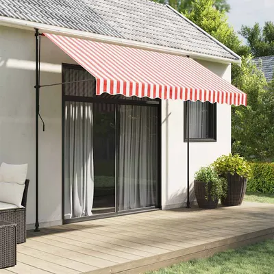 vidaXL Pânză de rezervă copertină, roșu și alb, 3x2,5 m, poliester