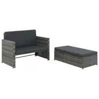 Gossi set mobilier de gradina cu perne, 2 piese, gri, poliratan
