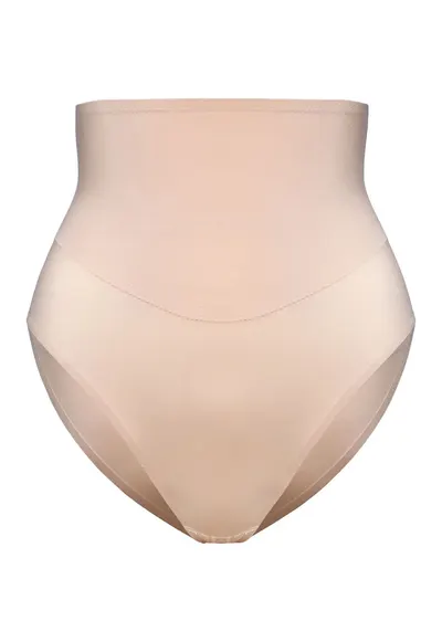 Chiloti modelator cu talie inalta - Bej Silky - Bej