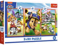 Puzzle pentru copii Trefl din 3 x 80 piese - Gașca lui Patrula căţeluşilor