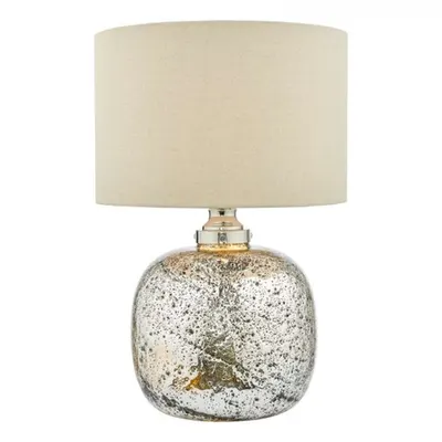 Veioza Lava Dual Light Table Lamp Polished Nickel Volcanic Glass With Shade