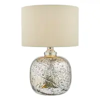 Veioza Lava Dual Light Table Lamp Polished Nickel Volcanic Glass With Shade