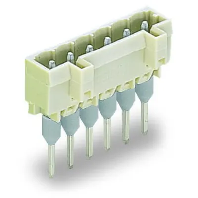 Male connector for rail-mount terminal blocks; 1.2 x 1.2 mm pins; straight; 100% protected against mismating; Pin spacing 5 mm; 14-pole; light gray