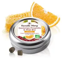 Bomboane bio de supt cu miere, propolis și portocală, 45 g, Famille Mary
