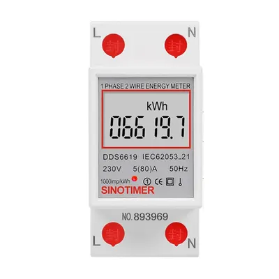 Contor monofazat de energie electrica 230V AC 50Hz 5(80)A ecran digital LED DDS6619-007