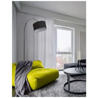 Lampa podea SAMA Negru Fabric Shade, Negru Aluminiu Baza LED E27 1x12 Wat 230 Volt IP20 Fara bec