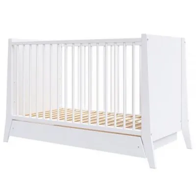 Patut copii din lemn Hubners Cosmo 120x60 cm alb cu sertar