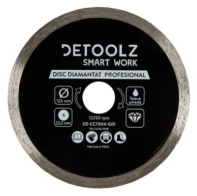 Disc diamantat continuu Detoolz 125x22.2mm, taiere umeda