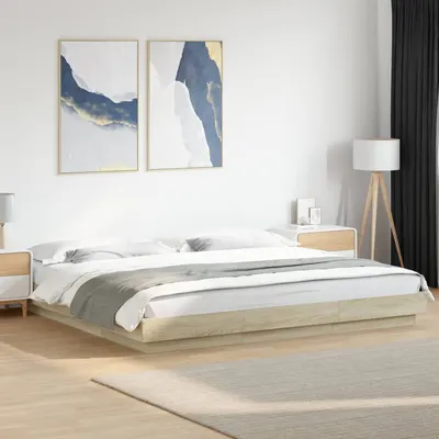 vidaXL Cadru de pat cu LED stejar sonoma 180x200 cm lemn prelucrat