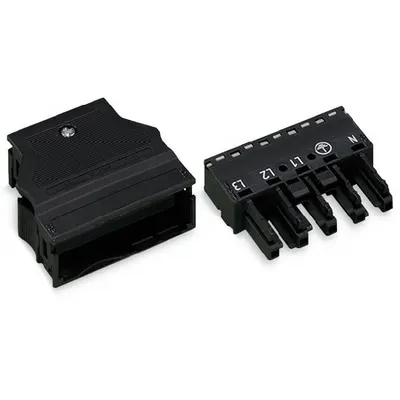 Socket; with strain relief housing; 5-pole; Cod. A; 4,00 mm²; white