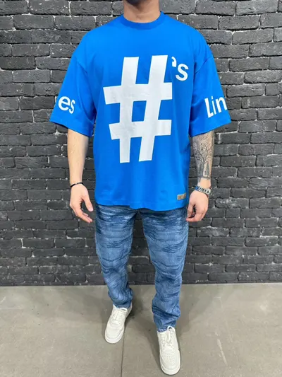 Tricou Oversized Hastag Sax-Blue Tsas441(6414) (mărime: Xl)