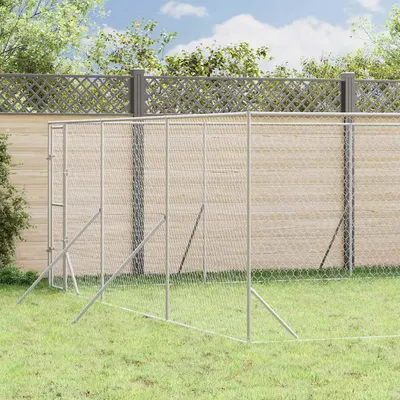 vidaXL Padoc de exterior pentru câini argintiu 6x14x2m oțel galvanizat