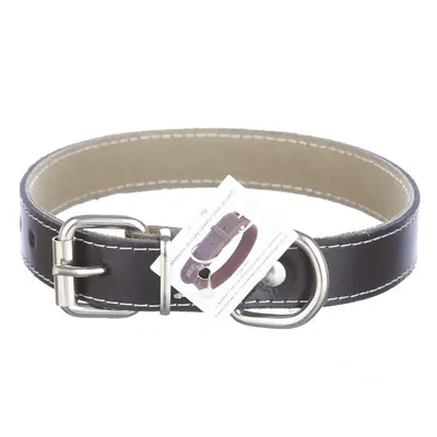 Zgarda din piele, neagra, pentru caini de talie mica si medie, 2.3 cm x 50 cm