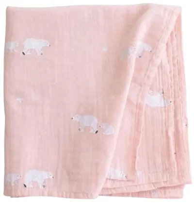 Scutec de muselină Bonjourbebe - 120 x 120 cm, Pink Polaris