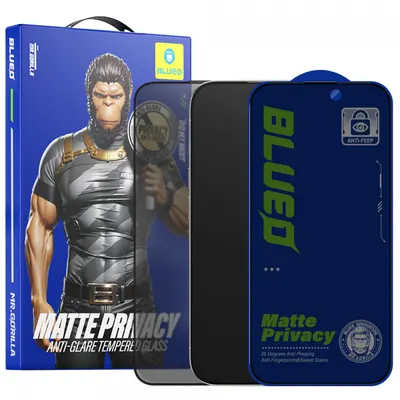 Folie de protectie Ecran Matte Privacy Blueo Anti-Peep pentru Apple iPhone 14 Pro, Sticla Securizata, Full Glue