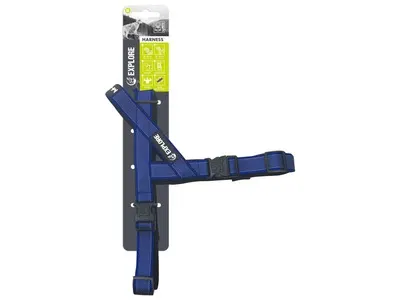 Ham ajustabil pentru caini, albastru, durabil, cu catarama blocabila, 90-106 cm x 3,8 cm