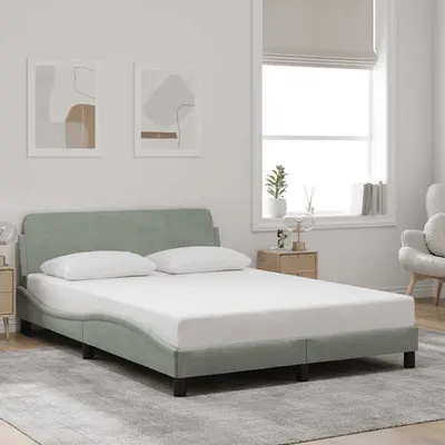 vidaXL Cadru de pat, Dover, gri deschis, 140x190 cm, catifea