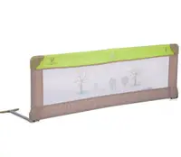 Bariera de protectie pentru pat copii Cangaroo Bed Rail Green, Rabatabila la 180 grade, Usor de montat, Cadru metalic, Utilizare pat parinti sau pat tineret, Dimensiune 130x43 cm