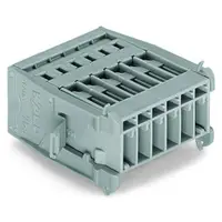 1-conductor male connector; Snap-in flange; 4 mm²; Pin spacing 5 mm; 15-pole; 4,00 mm²; gray