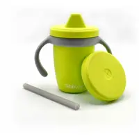 Canuta, Bbluv, Kup, 4 in 1 cu pai, manere si capac, Silicon, Fara BPA, 240 ml, Lime