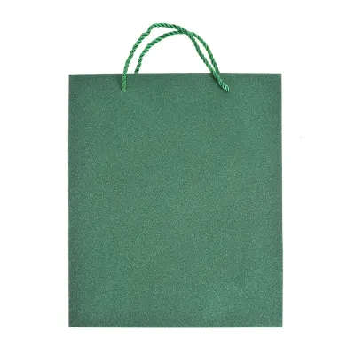Punga de cadou verde cu sclipici 30 cm