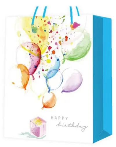 Pungă cadou Happy Birthday - Baloane, 30 х 41.5 х 12 cm