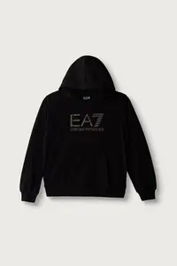 EA7 Emporio Armani hanorac cu glugă pentru copii din bumbac cu elastan