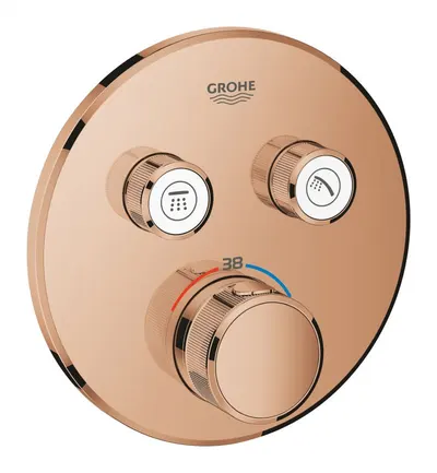 Unitate control Grohe Grohtherm Smartcontrol 29119DA0, 2 iesiri, termostat, push&turn, masca metalica, filtru impuritati, necesita set fixare, lucios, Warm Sunset