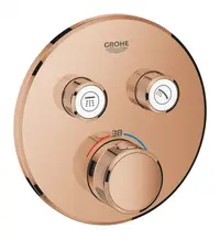 Unitate control Grohe Grohtherm Smartcontrol 29119DA0, 2 iesiri, termostat, push&turn, masca metalica, filtru impuritati, necesita set fixare, lucios, Warm Sunset