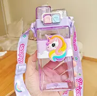 Termos Pentru Copii, Model 2 in 1, cu Bareta si Maner, Unicorn Mov, 500 ml, MIX15017