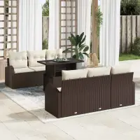 vidaXL Set de canapele pentru grădină 7 buc. Maro Poli Rattan