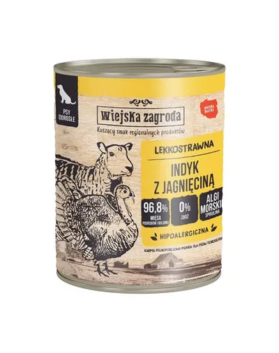 WIEJSKA ZAGRODA hrana umeda fara cereale pentru caini 800 g curcan si miel