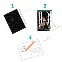 Set de 10 cărți poștale și 10 creioane din lemn pentru răzuit